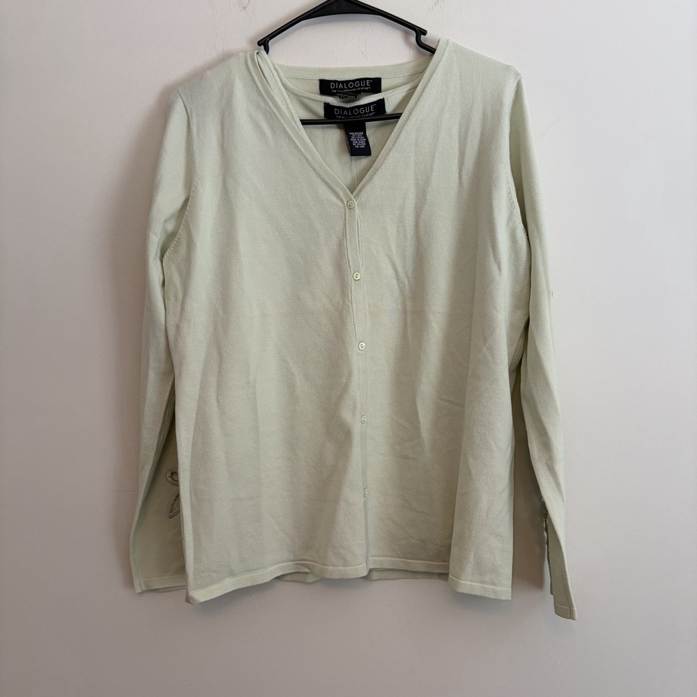 NWT‎ Dialogue 2 Pc Set Tank Cardigan Knit Silk Blend Medium Cottagecore Button